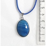 Кулон из агата синего (тонировка), простой овал 25х18мм