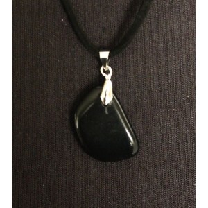 Кулон из обсидиана черного, галтовка 15-25мм