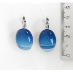 Серьги из агата синего (тонировка), овал 25х18мм, замок петелька