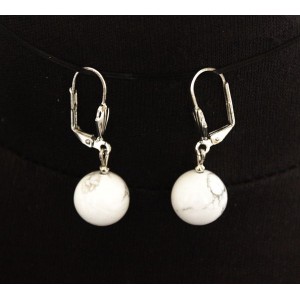 Серьги из камня каулит (имитация кахолонга), шарик 12мм