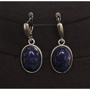 Серьги из содалита, простой овал 18х13мм, швензы посеребрение