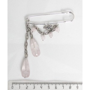 Брошь-булавка 68мм из кварца розового (капли 26х12мм)