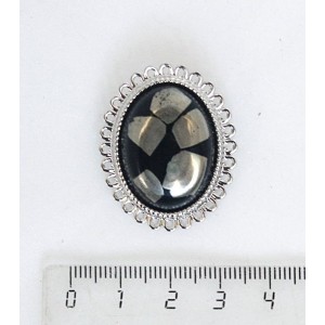 Брошь из пирита (мозаика) "солнышко", овал 25х18мм