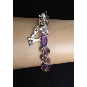 Браслет из аметрина, овалы 6-9мм, с подвеской