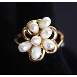 Кольцо с жемчугом белым "7 жемчужин"