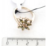 Кольцо с хризолитом (темный) "6 камней"