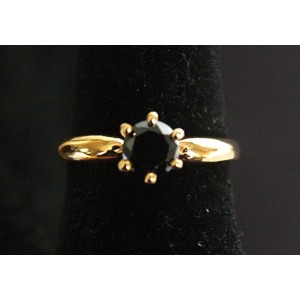 Кольцо с цирконом черным "малый круг"