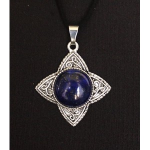 Кулон из лазурита (синий) "роза ветров", круг 20мм