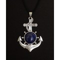 Кулон из лазурита (синий) "якорь", круг 20мм