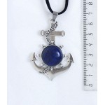 Кулон из лазурита (синий) "якорь", круг 20мм