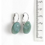 Серьги из агата зеленого, овалы 18х13мм, замок петелька