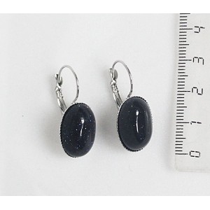 Серьги из авантюрина синего (имитация), овал 18х13мм, замок петелька