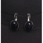 Серьги из авантюрина синего (имитация), овал 18х13мм, замок петелька