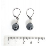 Cерьги из гематита, шарик 10мм, шапочка "ромашка"
