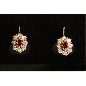 Серьги из граната "с лучами" замок петелька