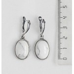 Серьги из камня каулит (имитация кахолонга), простой овал 18х13мм, швензы посеребрение