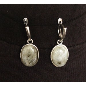 Серьги из лабрадорита, простой овал 18х13мм, швензы посеребрение