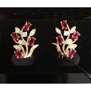 Серьги из корунда красного (рубин синт.) "райские ягоды"