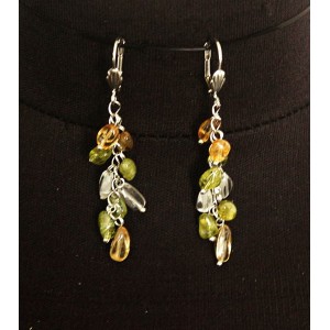 Серьги из хризолита, цитрина, горного хрусталя, овалы 5-8мм