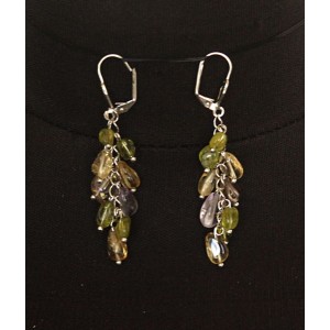 Серьги из хризолита, цитрина, аметиста светлого, овалы 5-8мм