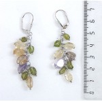 Серьги из хризолита, цитрина, аметиста светлого, овалы 5-8мм