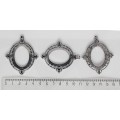 Основа для кулона "4 сердечка", сеттинг овал 39х29мм, цвет ант.серебро