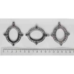 Основа для кулона "4 сердечка", сеттинг овал 39х29мм, цвет ант.серебро