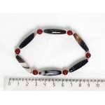 Браслет из агата кофейного (бочонок) и сердолика (шарик 6мм)