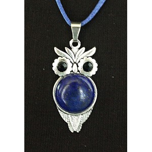 Кулон из лазурита (синий) "сова", круг 20мм
