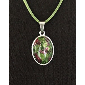 Кулон из цоизита, простой овал 25х18мм