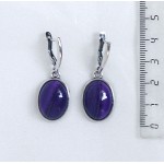 Серьги из агата фиолетового, простой овал 18х13мм, швензы посеребрение