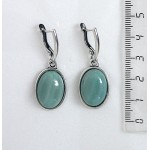 Серьги из агата зеленого, простой овал 18х13мм, швензы посеребрение