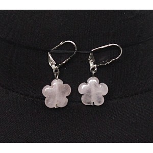 Серьги из кварца розового, цветок