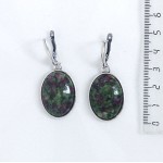 Серьги из цоизита, простой овал 25х18мм, швензы посеребрение