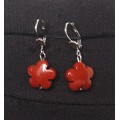 Серьги из яшмы красной, цветок