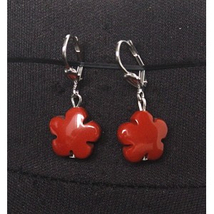 Серьги из яшмы красной, цветок
