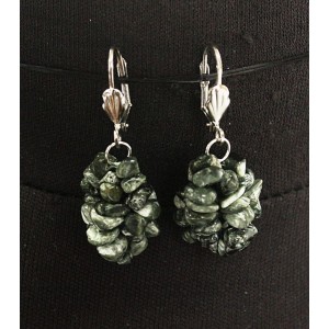 Серьги из клинохлора, галтовка, жгут 3 нити