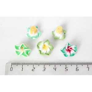 Бусина-цветок из полимерной глины, цвет зеленый