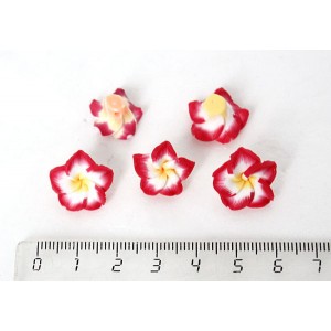 Бусина-цветок из полимерной глины, цвет малиновый