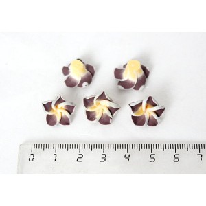 Бусина-цветок из полимерной глины, цвет коричневый