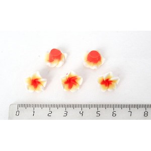 Бусина-цветок из полимерной глины, цвет оранжево-белый