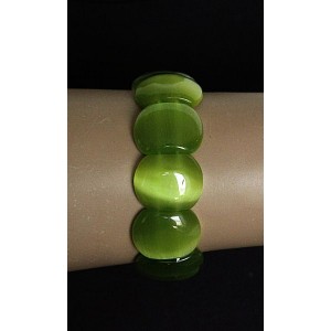 Браслет из кошачьего глаза (имитация), зеленый, 17см