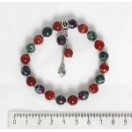 Браслет из цоизита и сердолика, шарик 8мм, с подвеской