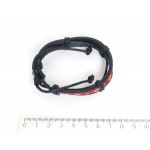 Браслет кожа+шнур+текстиль, цвет черный, красный, синий