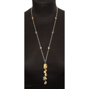 Колье-кулон из цитрина, на цепочке, бочонок + овал