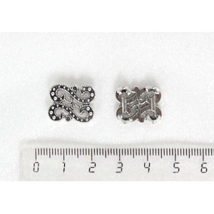 Коннектор "2 змейки", 2 дырки параллельные, 17х14мм, цвет ант. серебро