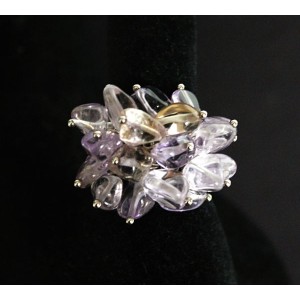 Кольцо с аметрином "гроздь", овалы 7-11мм