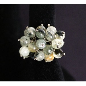 Кольцо с пренитом "гроздь", шарик 6мм