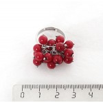 Кольцо с кораллом красным "гроздь" безразмерное