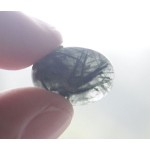 Кварц-волосатик темный, зеленые волосы, кабошон овал 18х13мм